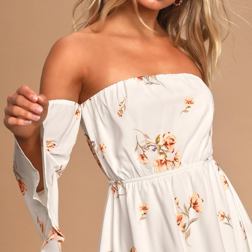 Lulus Floral Print Off the Shoulder Mini Dress